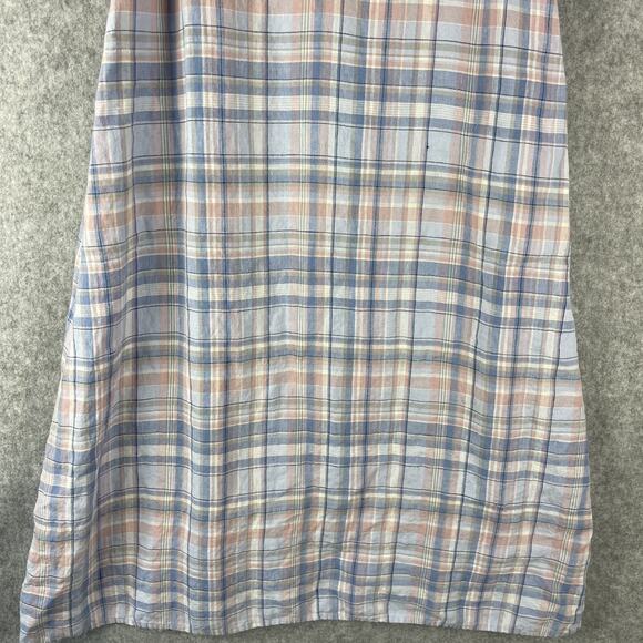 J Jill Love Linen Dress Womens Medium Petite Plaid Sleeveless Coastal Beachy - Picture 3 of 14